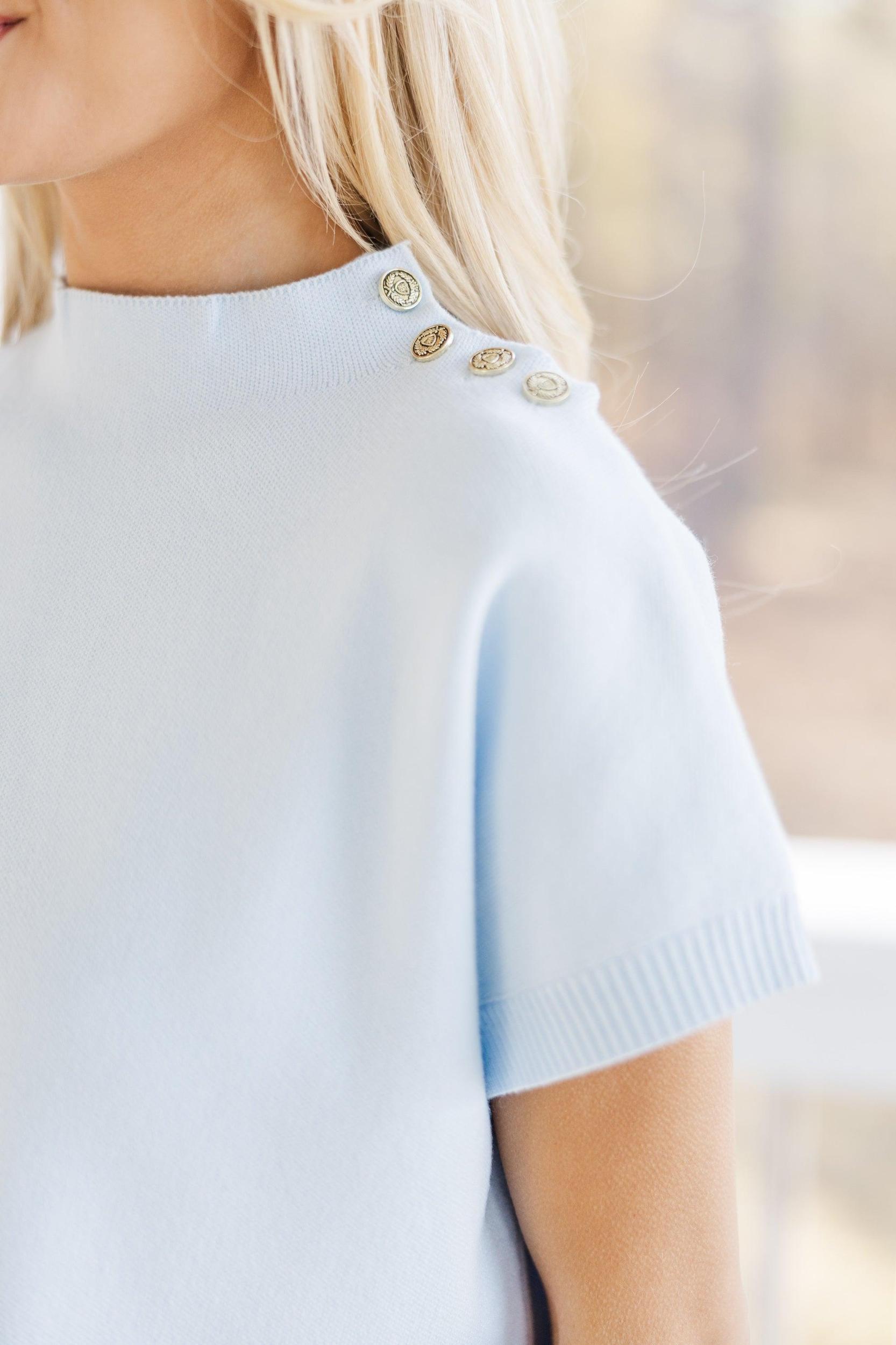 The Refinement Blue Short Sleeve Sweater Female Product Image
