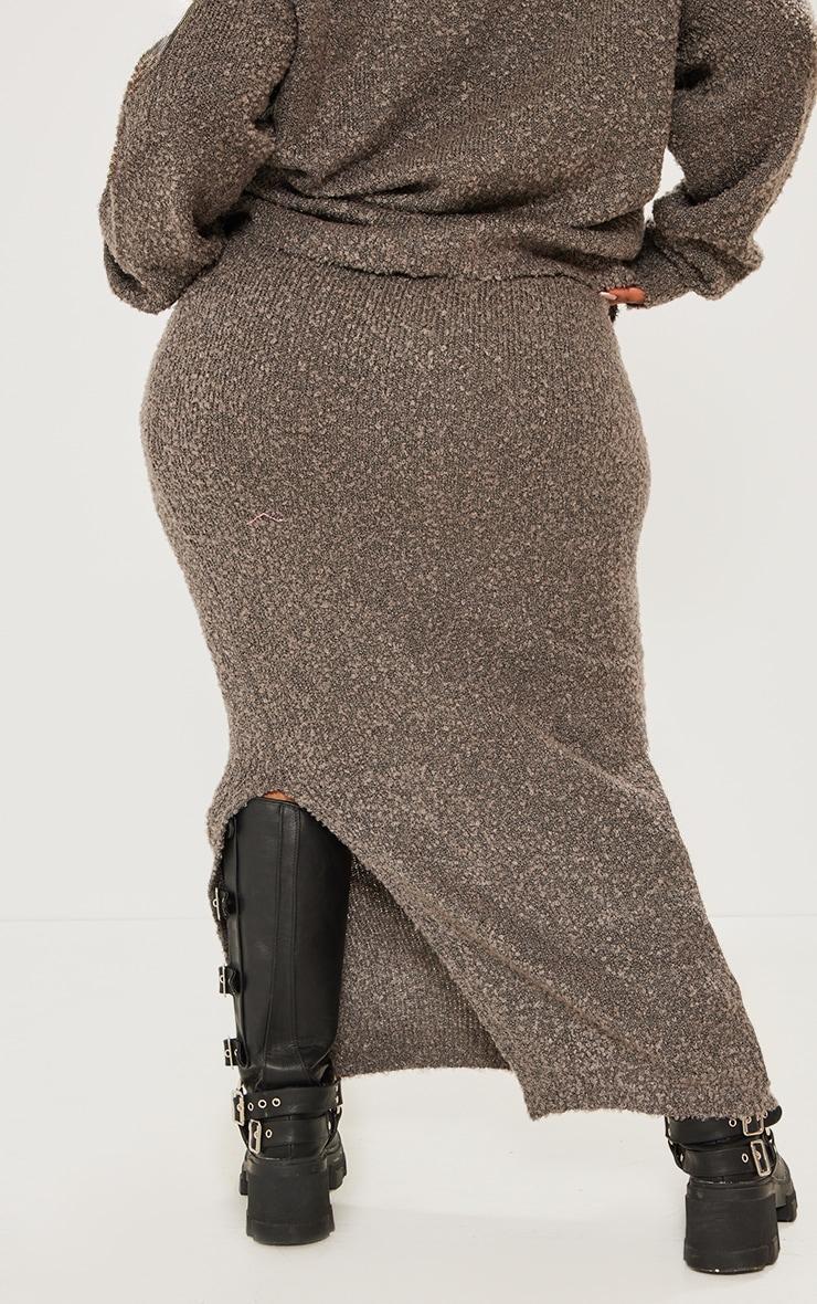 Plus Charcoal Soft Knit Boucle Maxi Skirt Product Image