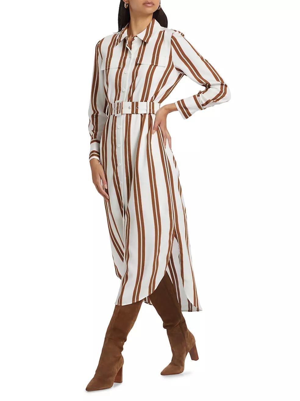 Striped Crepe Maxi Shirtdress Product Image