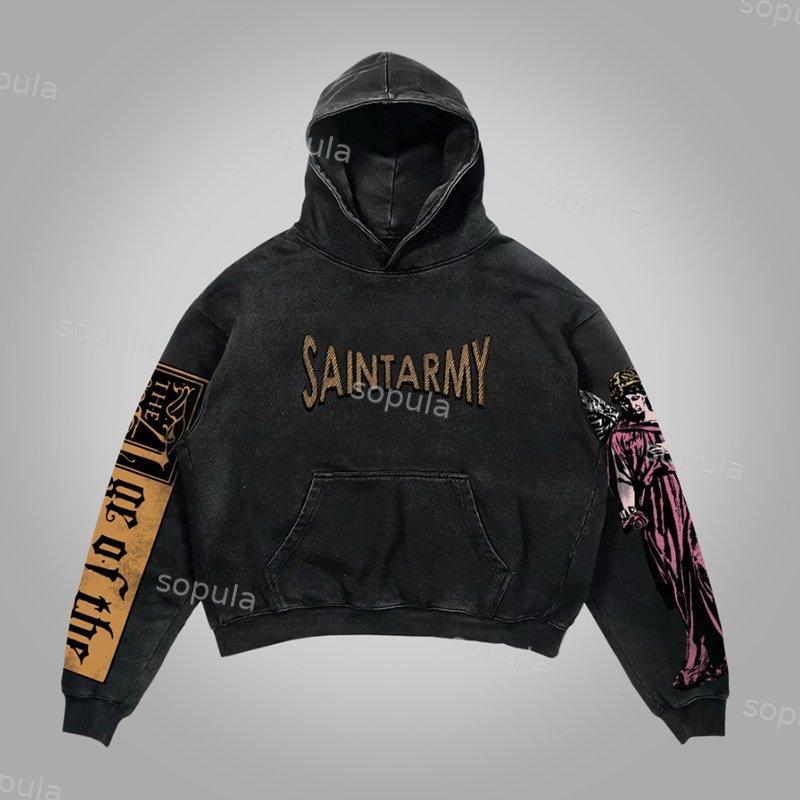 Classical Art Vintage Graphics Pocket Hoodie Product Image