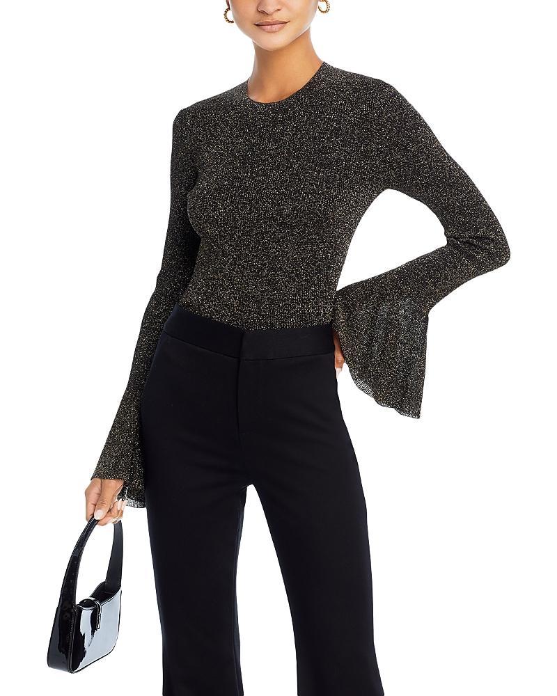 FRAME Godet Lurex Top Black,Metallic Gold. (also in ). Product Image
