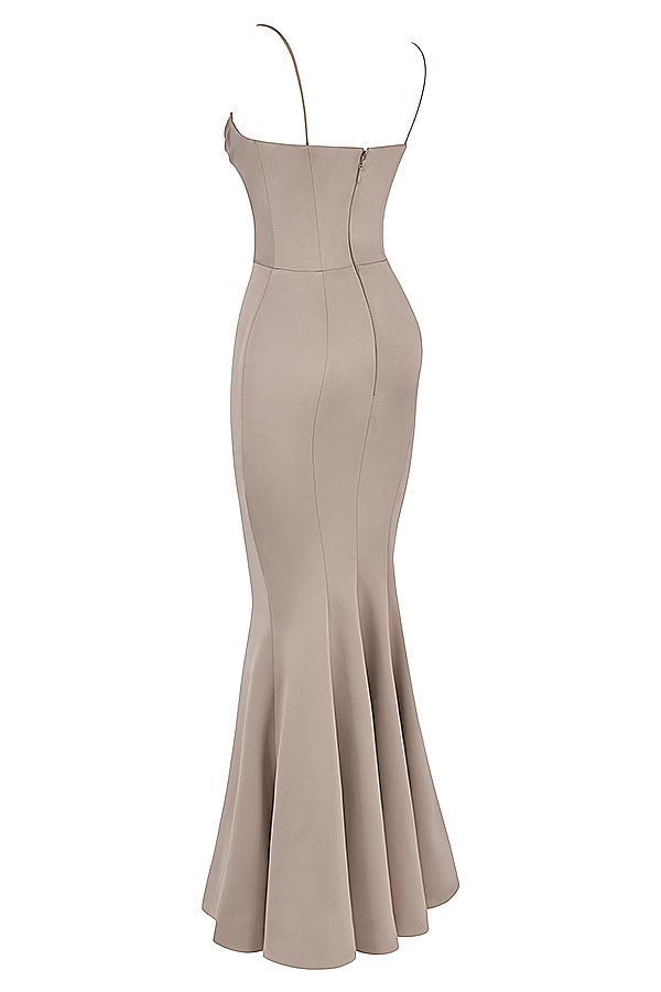 Violette Mushroom Satin Fishtail Gown Product Image