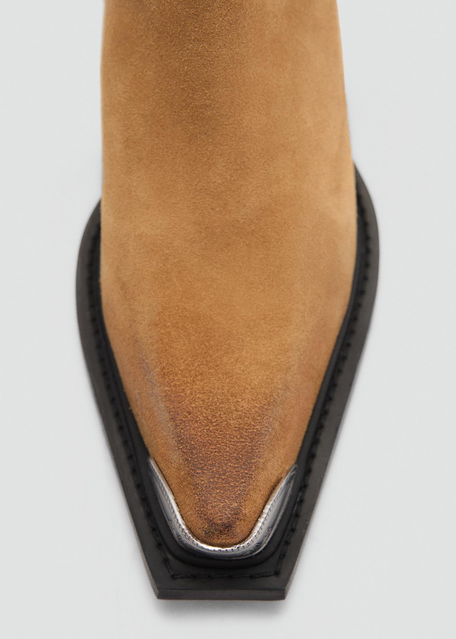 Metallic pointed toe leather ankle boots - Women | MANGO USA Product Image