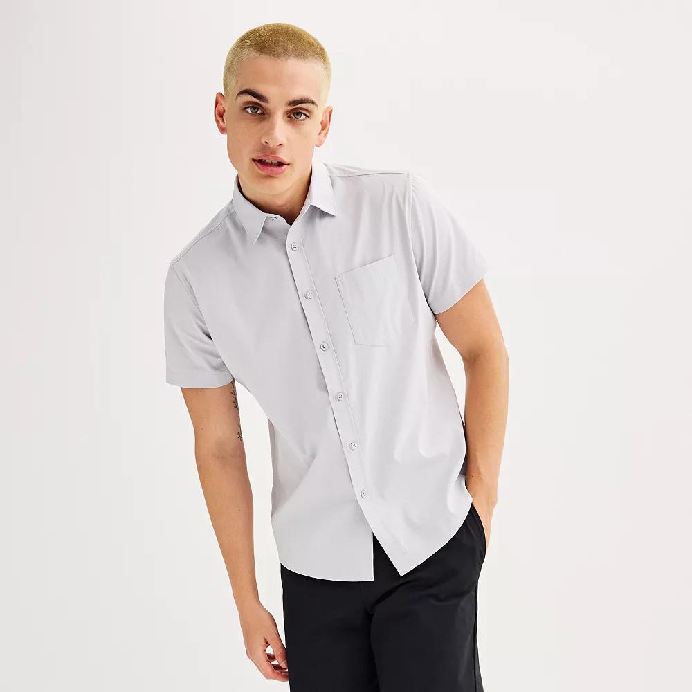 Men's FLX Slim Performance Untucked-Fit Button Down Shirt, Size: Large SLIM, Red Tasting Product Image