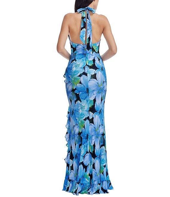 Dress the Population Kathleen Floral V-Neck Sleeveless Ruffle Trim Mermaid Dress Product Image