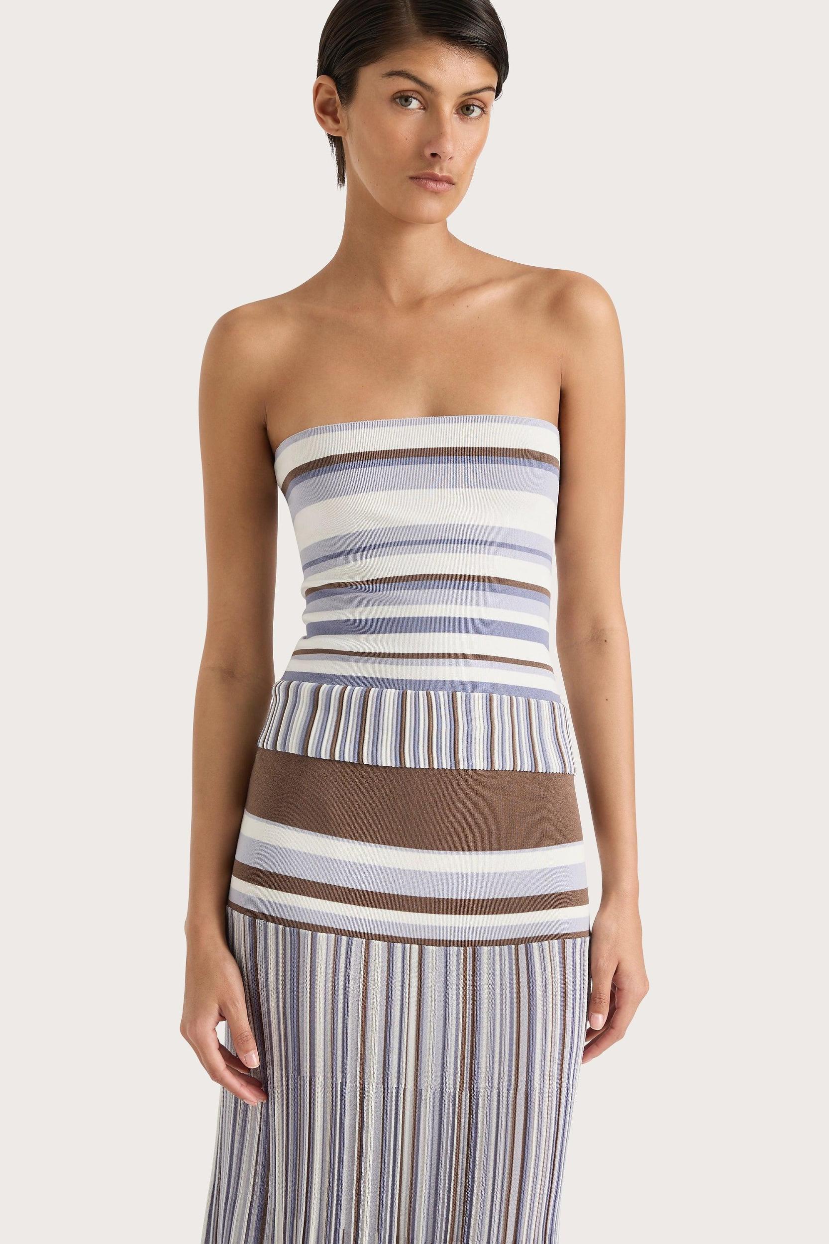Citara Strapless Top Pale Blue Stripe Product Image