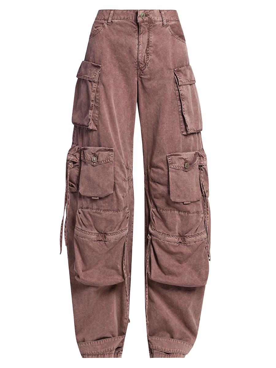Womens Cotton Wide-Leg Cargo Pants Product Image