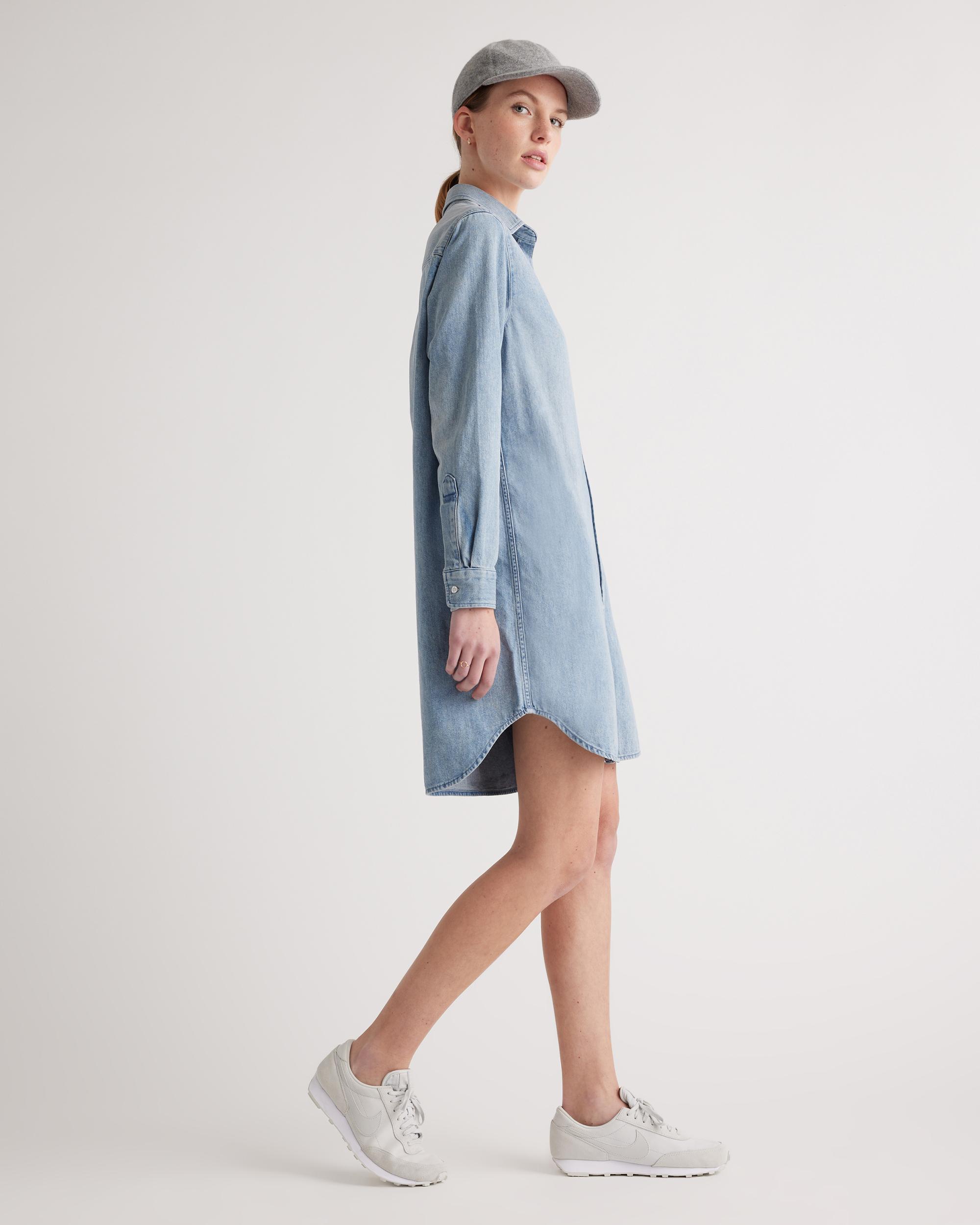 Quince | Women's Distressed Denim Shirt Dress Cotton Product Image