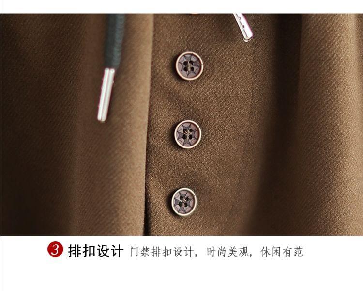 Drawstring Waist Plain Midi A-Line Skirt Product Image