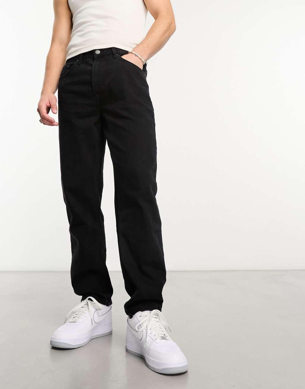Bershka straight vintage jeans in black Product Image