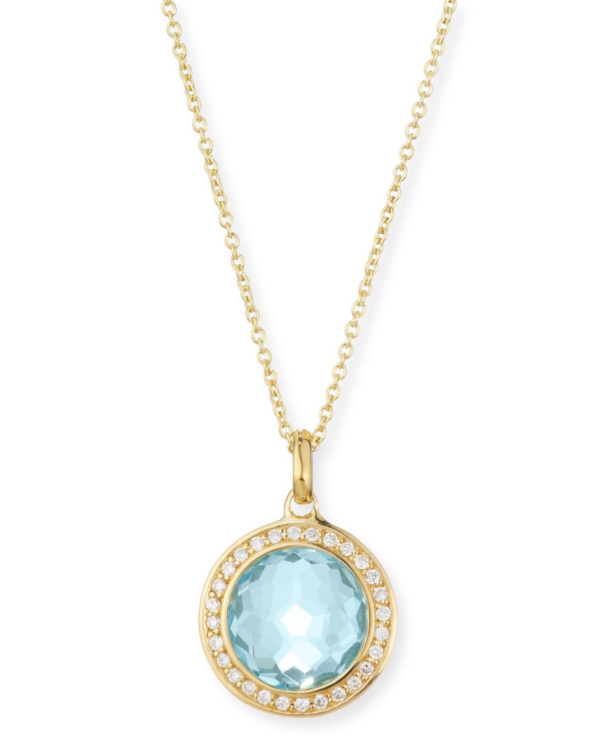 Ippolita 18K Yellow Gold Lollipop Turquoise Mini Pendant Necklace with Pave Diamonds, 18 Product Image