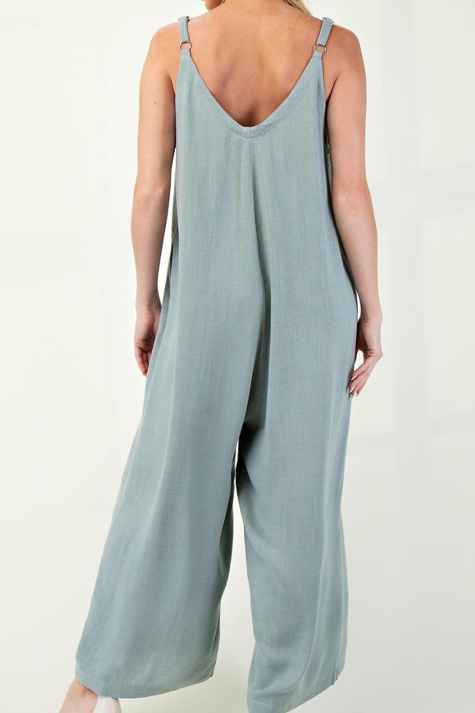 Sleeveless Rayon Linen Overalls Product Image