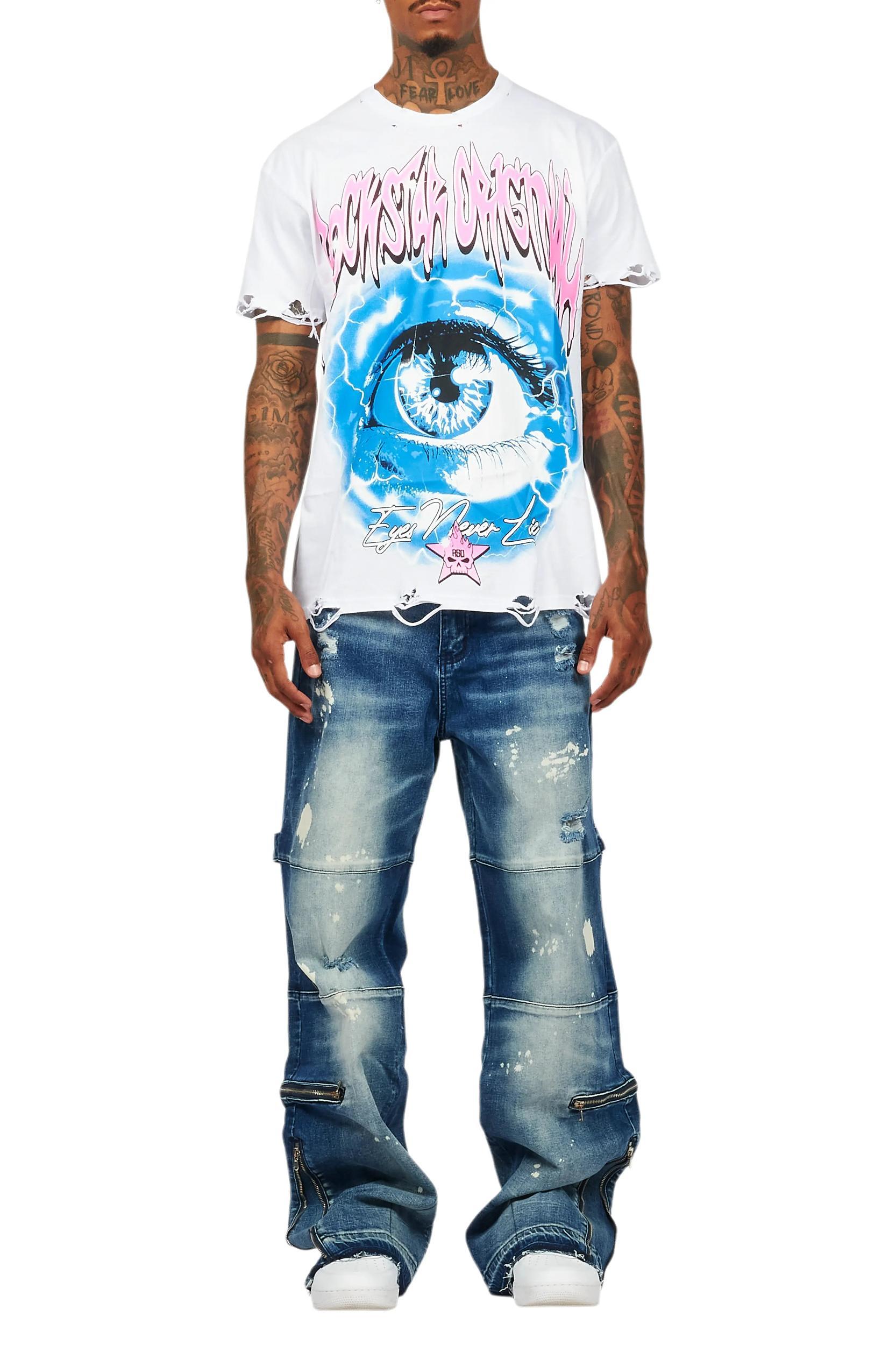 Pello White/Blue T-Shirt & Grib Baggy Fit Jean Bundle Male Product Image