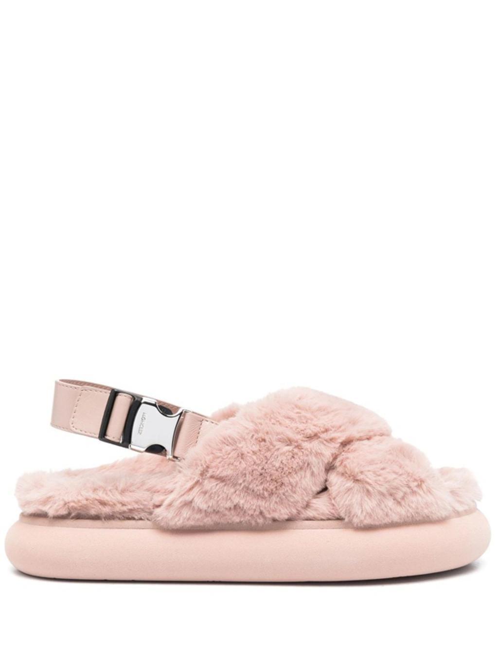 MONCLER Solarisse Womens Leather Open Toe Slingback Sandals In Pink Product Image
