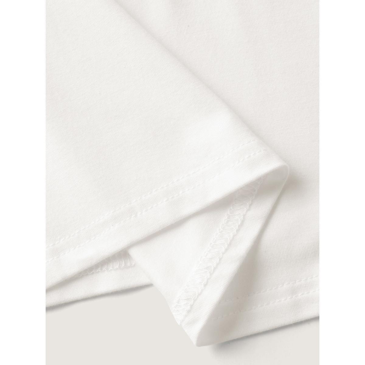 Plus Size Supersoft Essentials Solid Funnel Neck Knit T-shirt White Women Elegant Plain Plain Ruffled collar Bodycon Dailywear T-shirts BloomChic 10/M Product Image