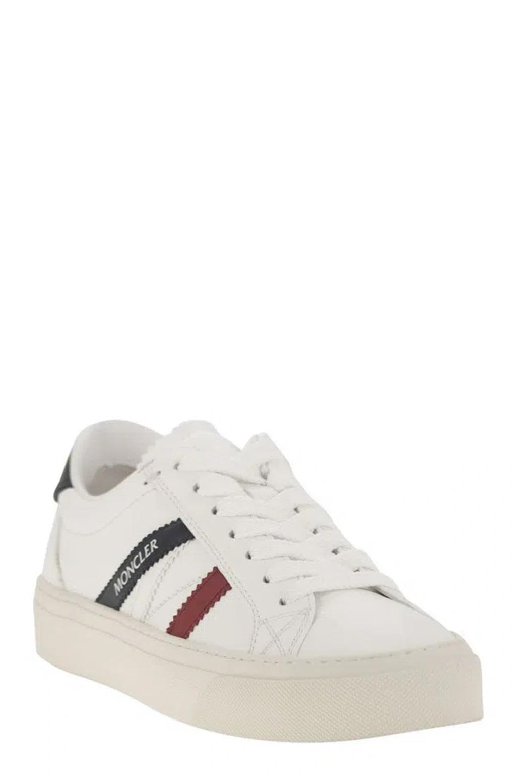 MONCLER Elegant Monaco2 Leather Sneakers With Detailed Craftsmanship, Sole Height 3 Cm In White Product Image