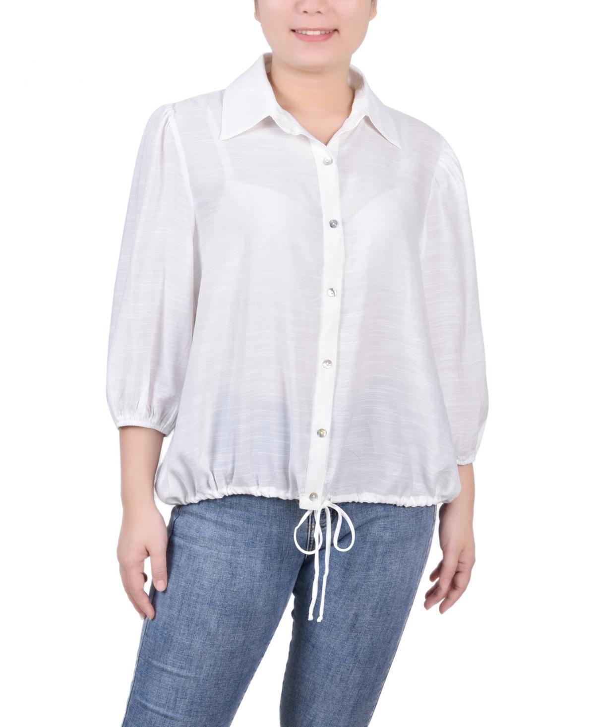 Ny Collection Womens 3/4 Sleeve Drawstring Blouse Product Image