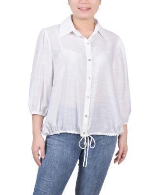 Ny Collection Womens 3/4 Sleeve Drawstring Blouse Product Image
