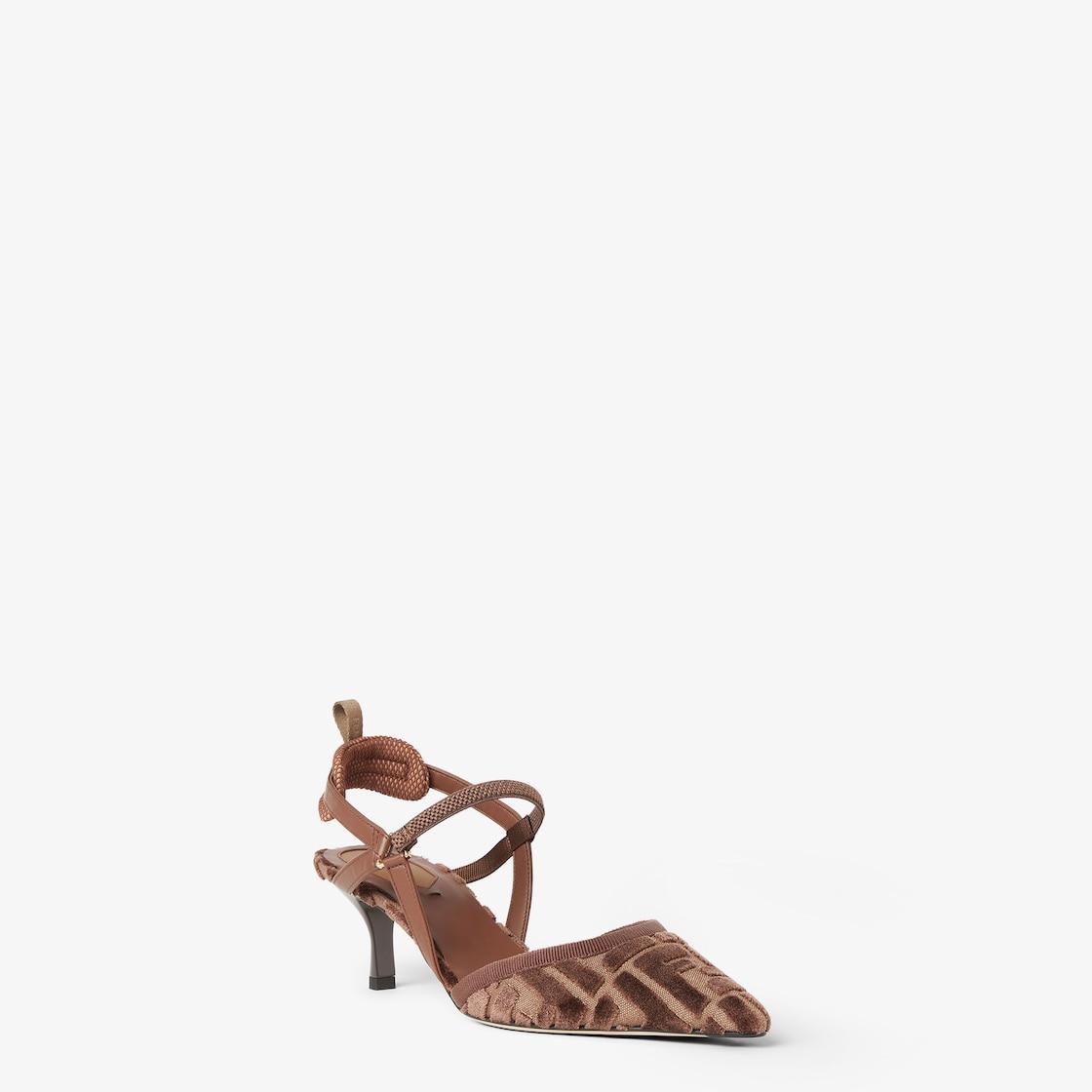 Colibrì LiteMedium-heeled slingbacks in brown FF fabric Product Image