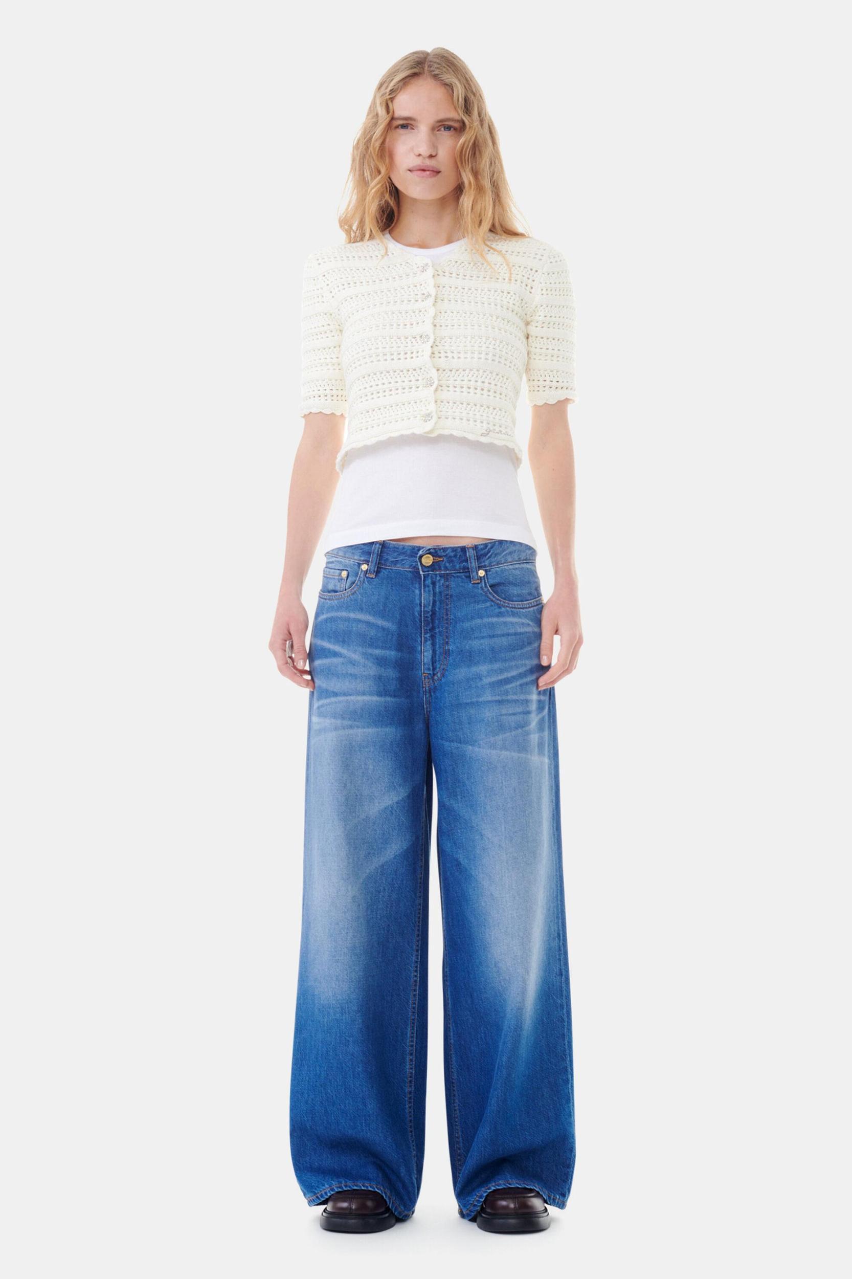 Blue Denim Wide Jeans Product Image