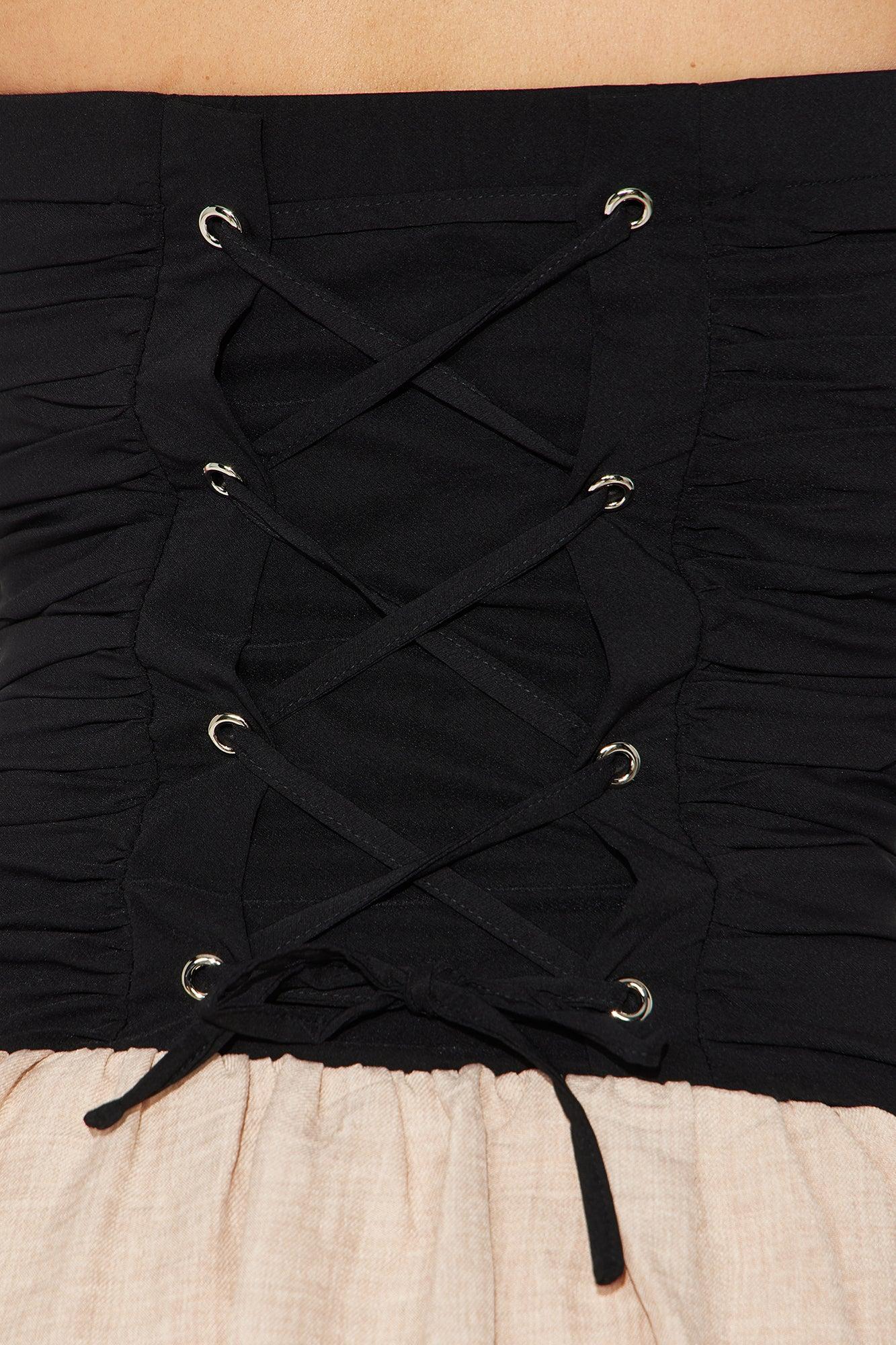 Fall For You Ruched Bubble Mini Dress - Black/combo Product Image