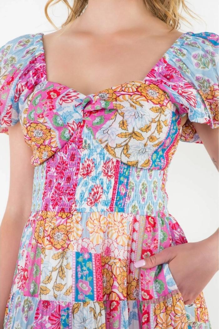 Multi Color Print Tiered Dress Product Image