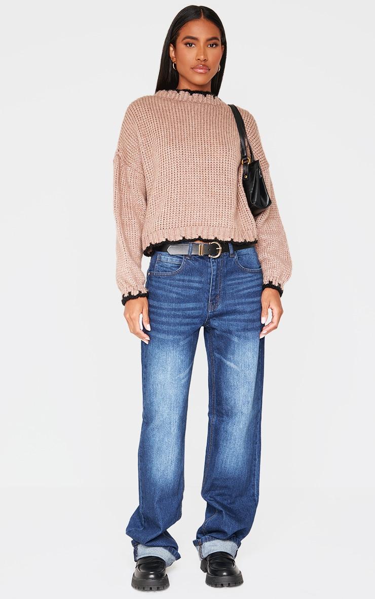 Mocha Blanket Stitch Oversized Knit Sweater Product Image