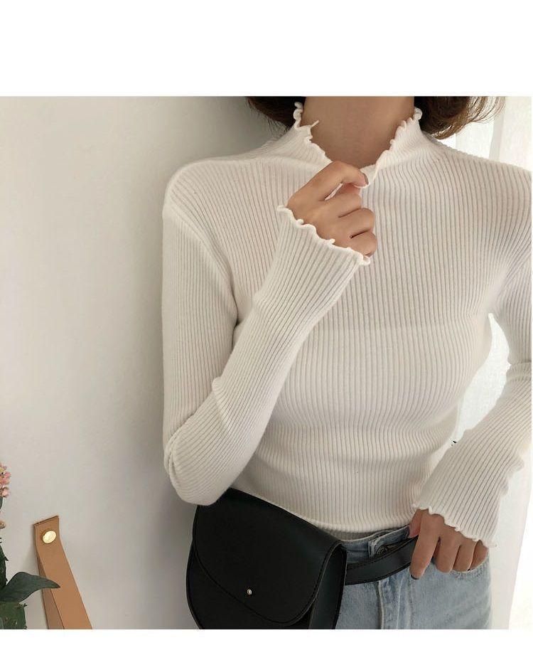 Lettuce Edge Mock Neck Knit Top Product Image
