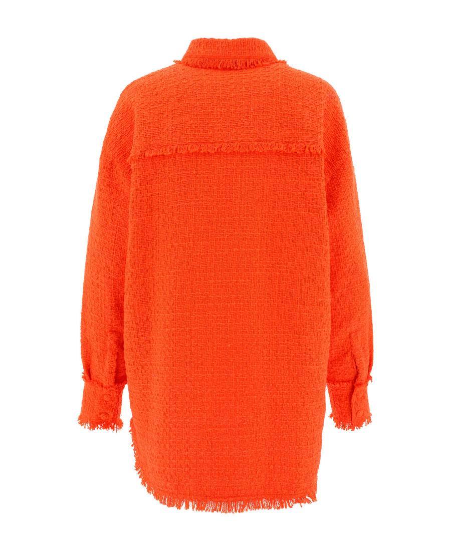 MSGM Fringed Tweed Overshirt In Red Product Image