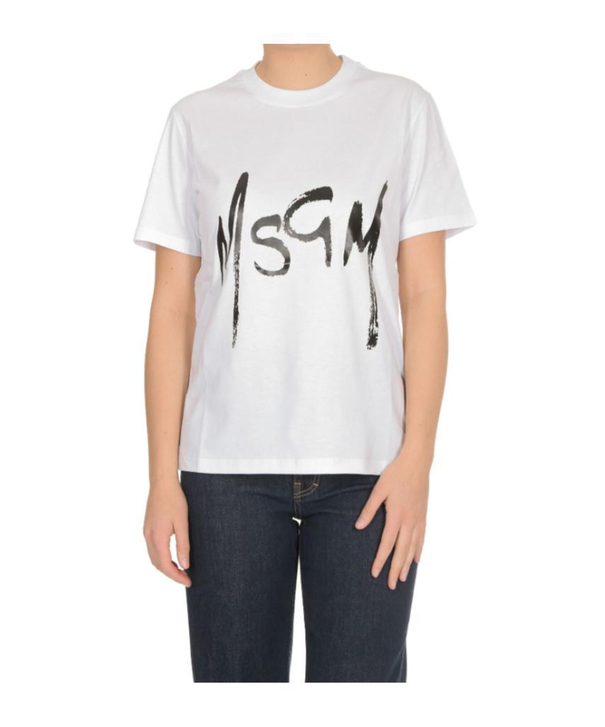 MSGM Logo Short-sleeved T-shirt In White Product Image