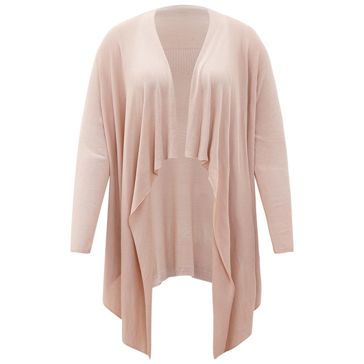 Plus Size Supersoft Essentials Solid Asymmetrical Hem Lapel Collar Cardigan DustyPink Women Casual Loose Long Sleeve Dailywear Cardigans BloomChic 14-16/1X Product Image