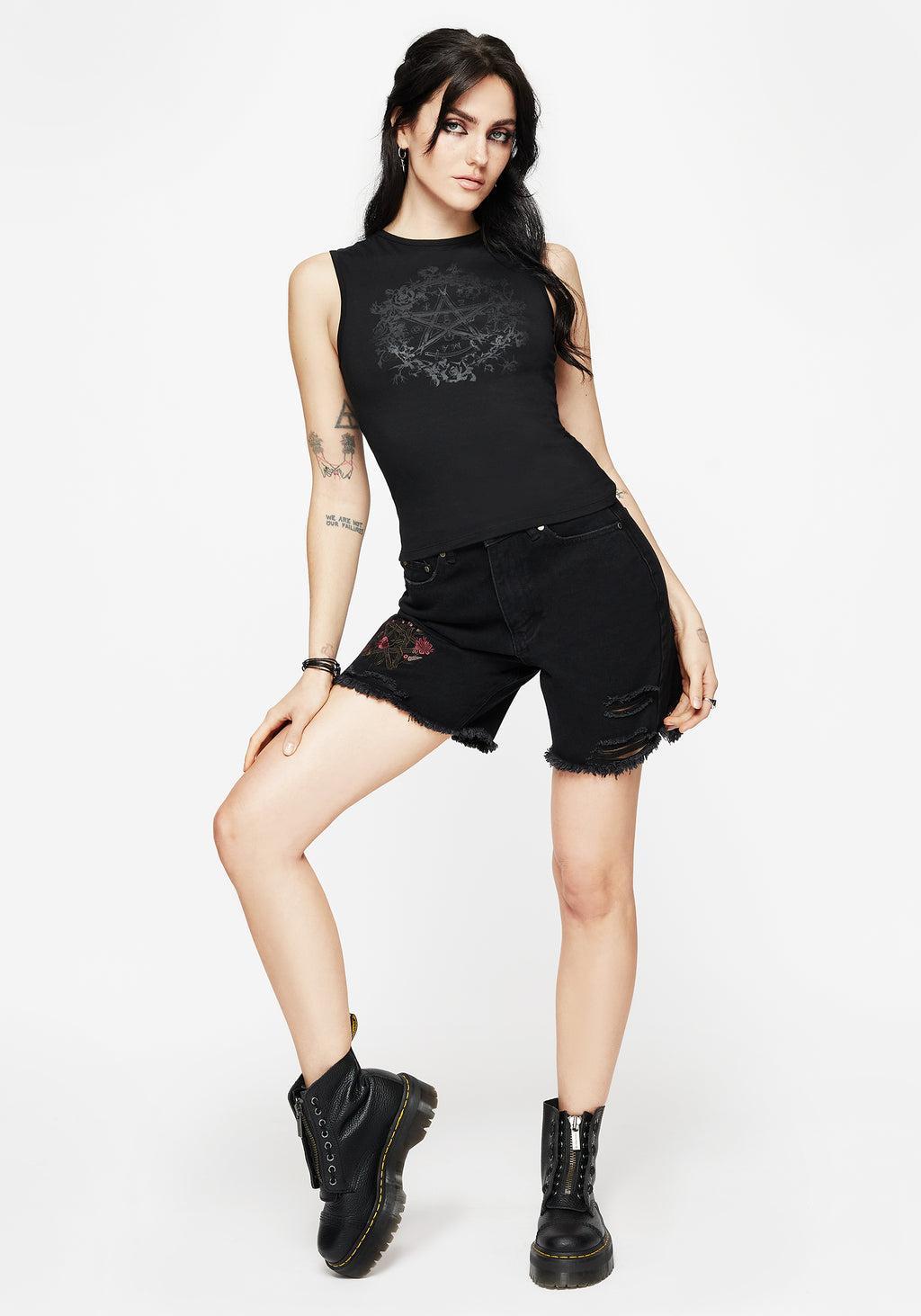 Encore Cotton Thorn and Rose Printed Sleeveless Top Product Image