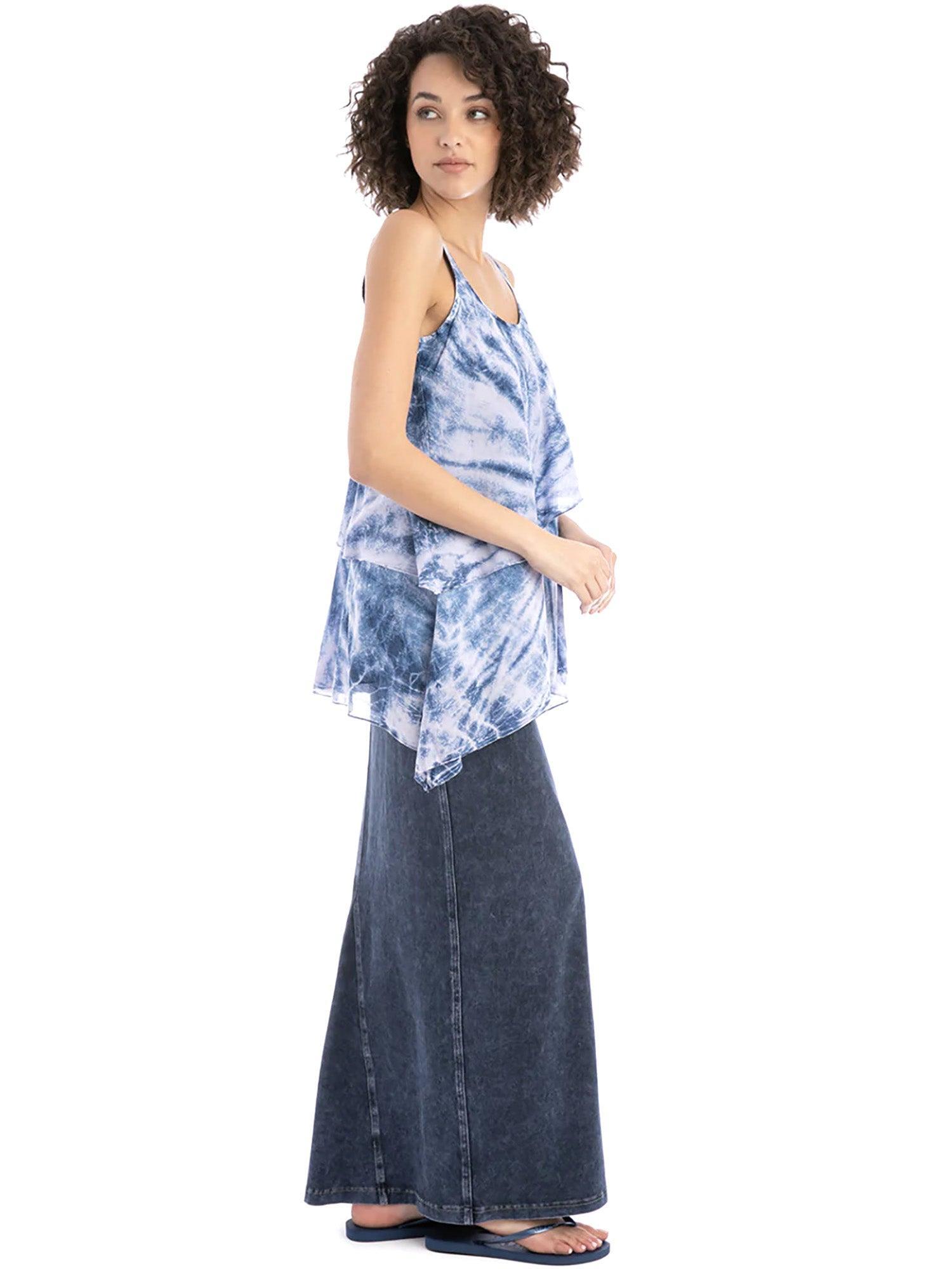 Hard Tail Long Denim Back Inset Skirt WJ-127 Product Image