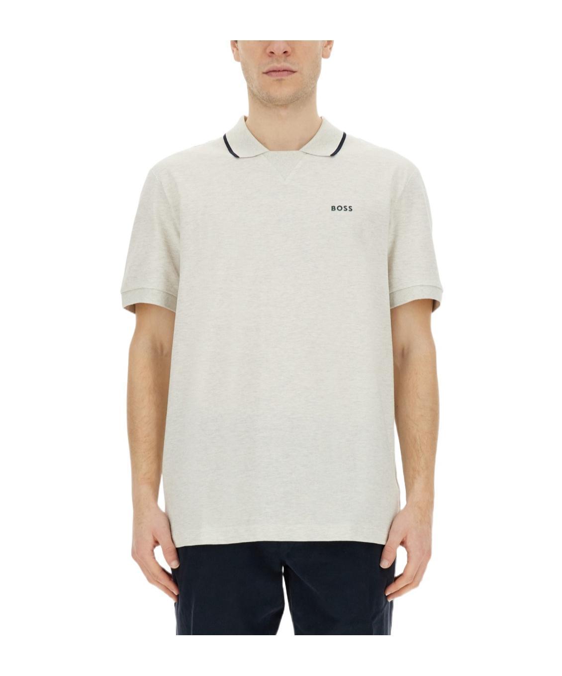 HUGO BOSS Rubberised-logo Polo Shirt In White Product Image