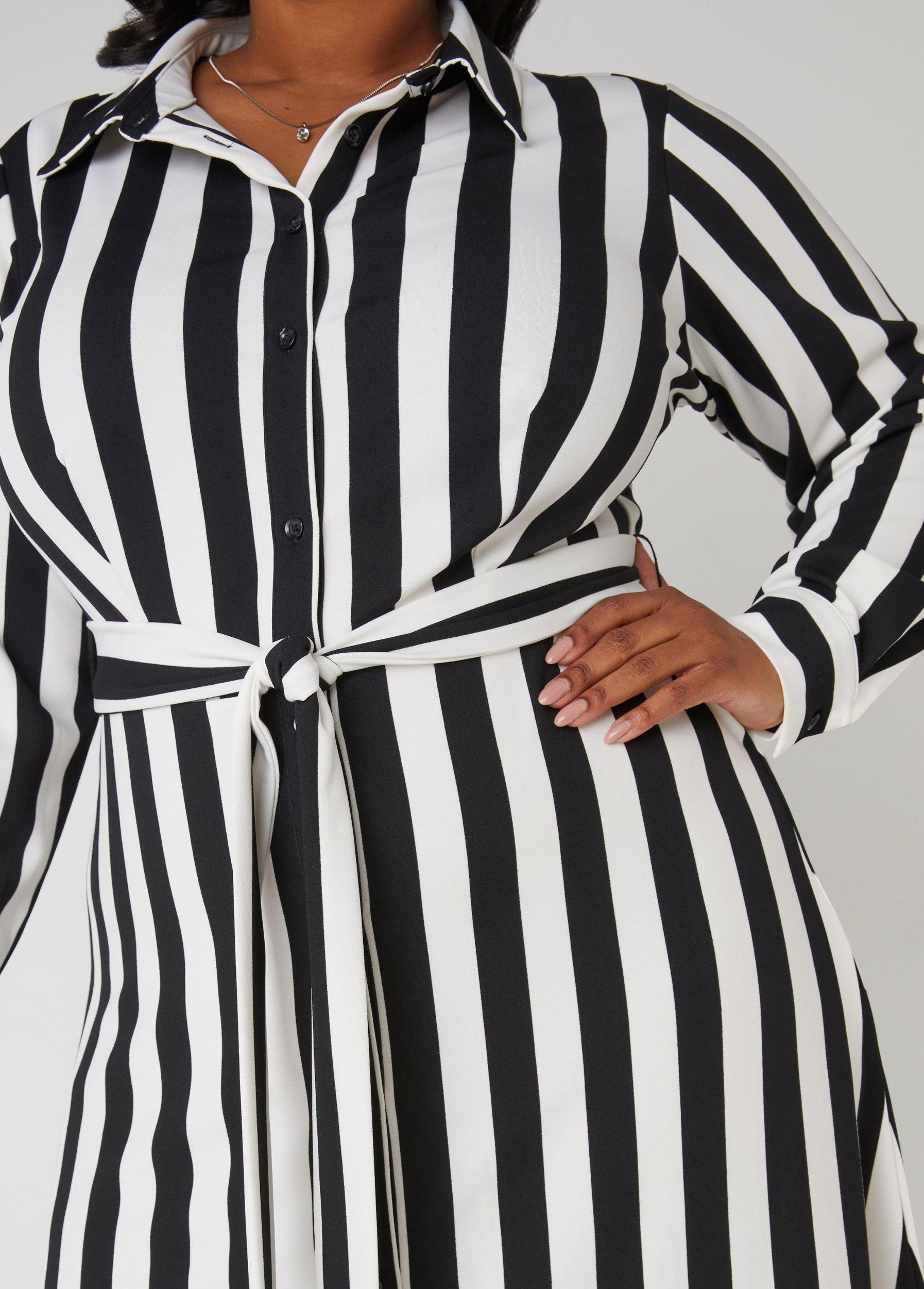 Plus Size Striped A Line Shirtdress Ashley Stewart Product Image