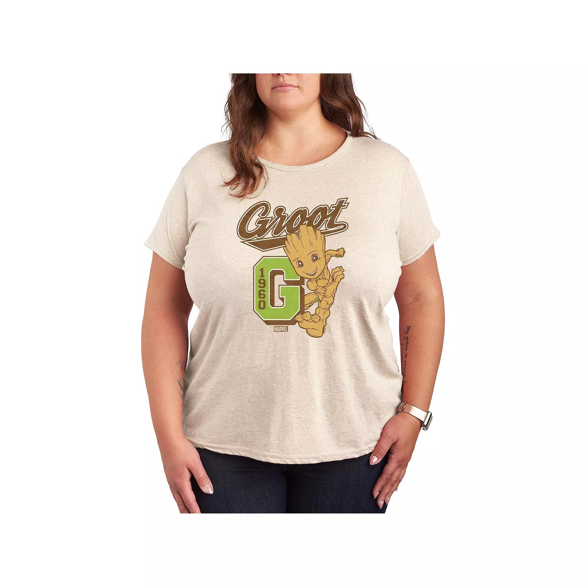 Plus Size Guardians of the Galaxy Groot Collegiate Graphic Tee, Womens Product Image