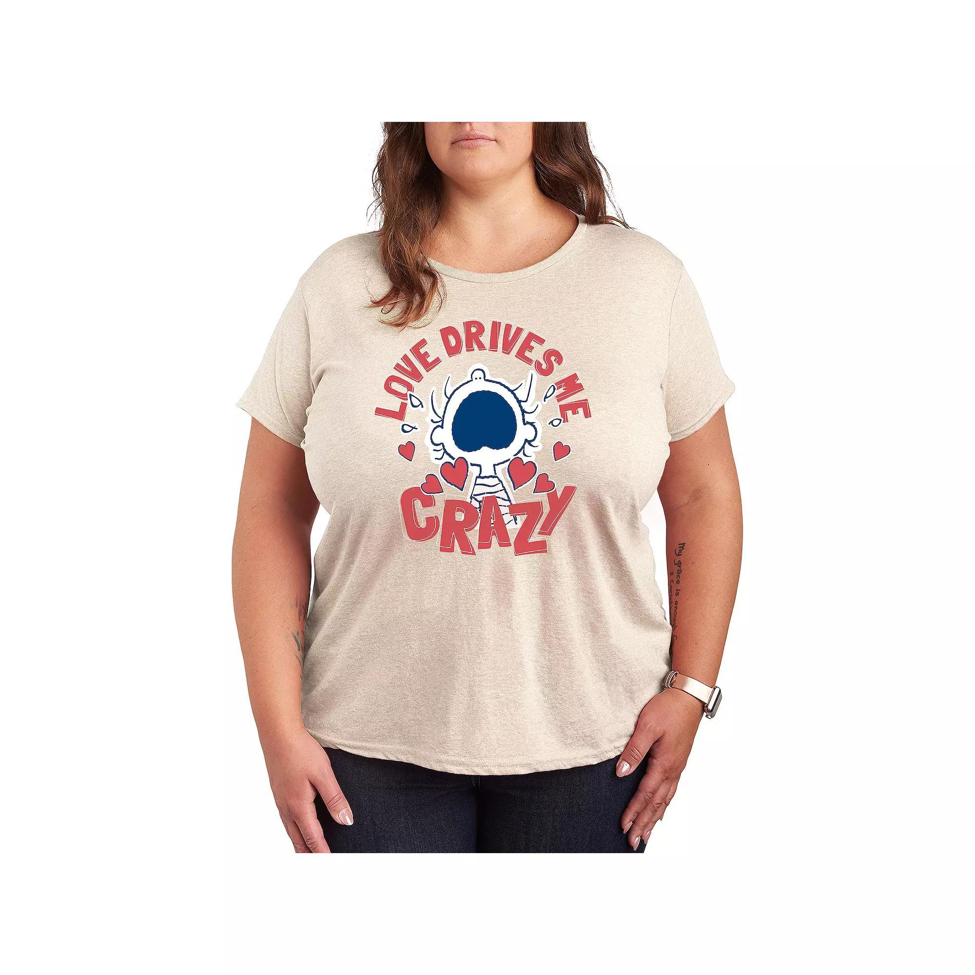 Plus Peanuts Love Drives Me Crazy Graphic Tee, Womens Product Image