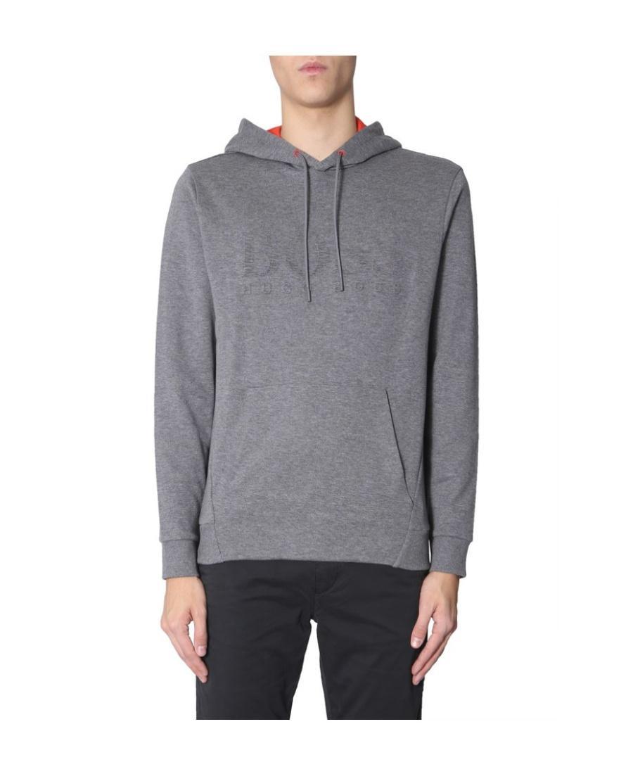 HUGO BOSS Logo Hooded Sweater In Gray Product Image