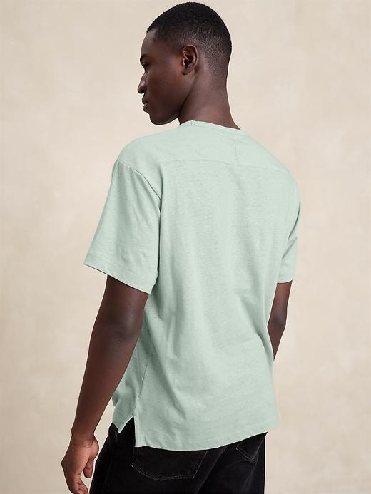 Linen-Cotton Crew-Neck T-Shirt Product Image
