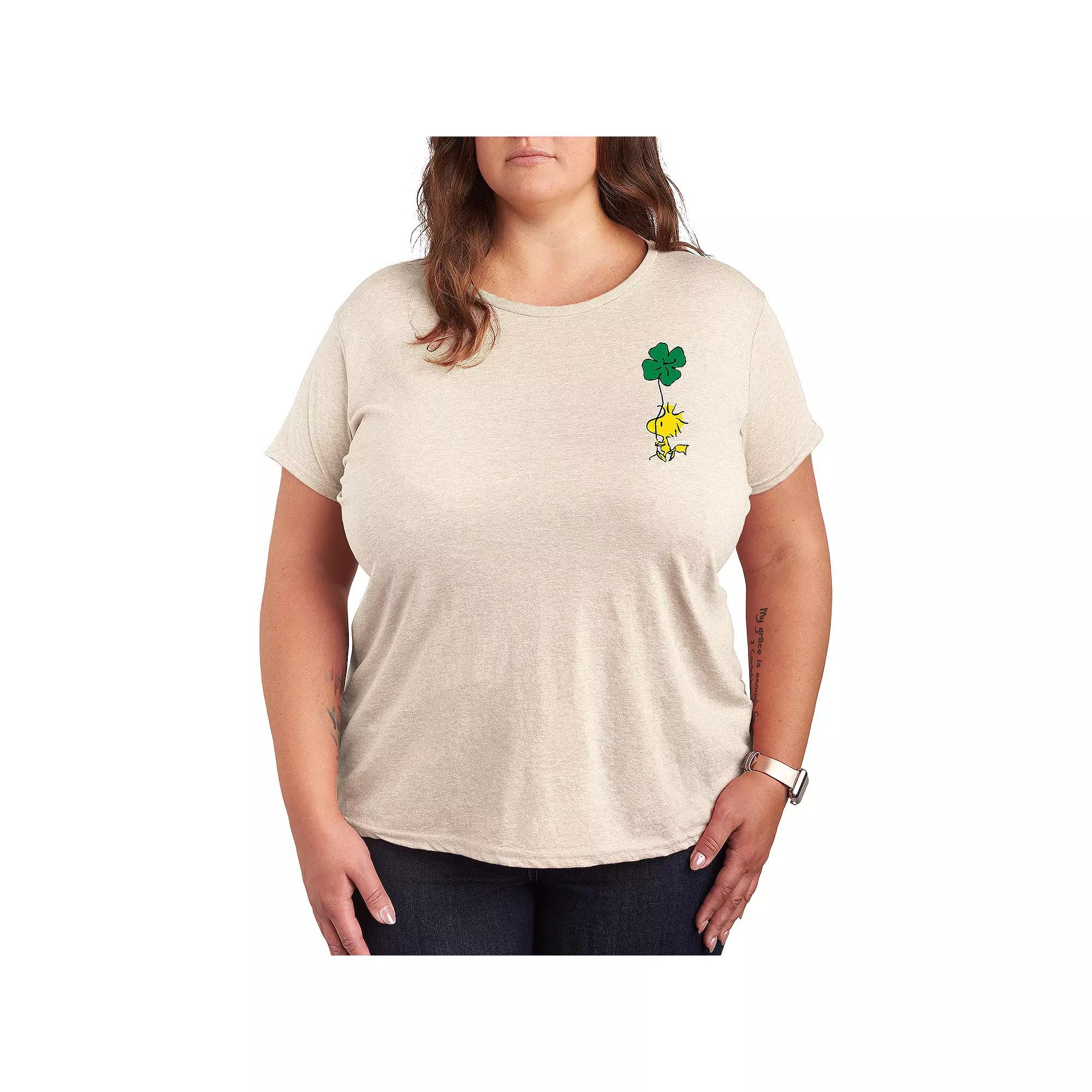 Plus Peanuts Woodstock Clover Graphic Tee, Womens Heather Grey Product Image