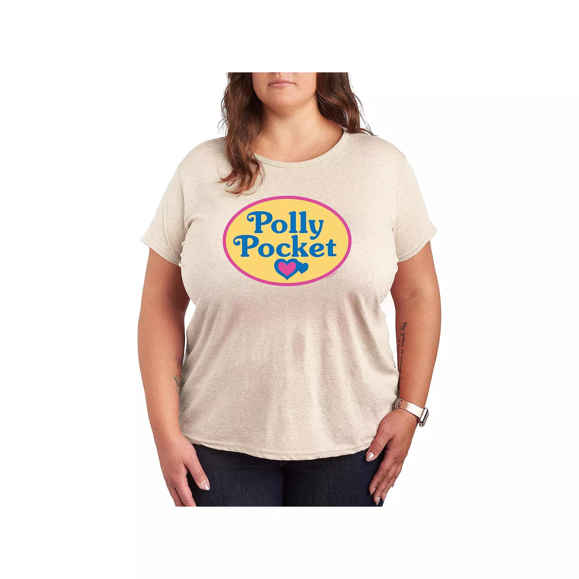 Plus Polly Pocket Color Logo Graphic Tee, Womens Grey Royal Blue Product Image