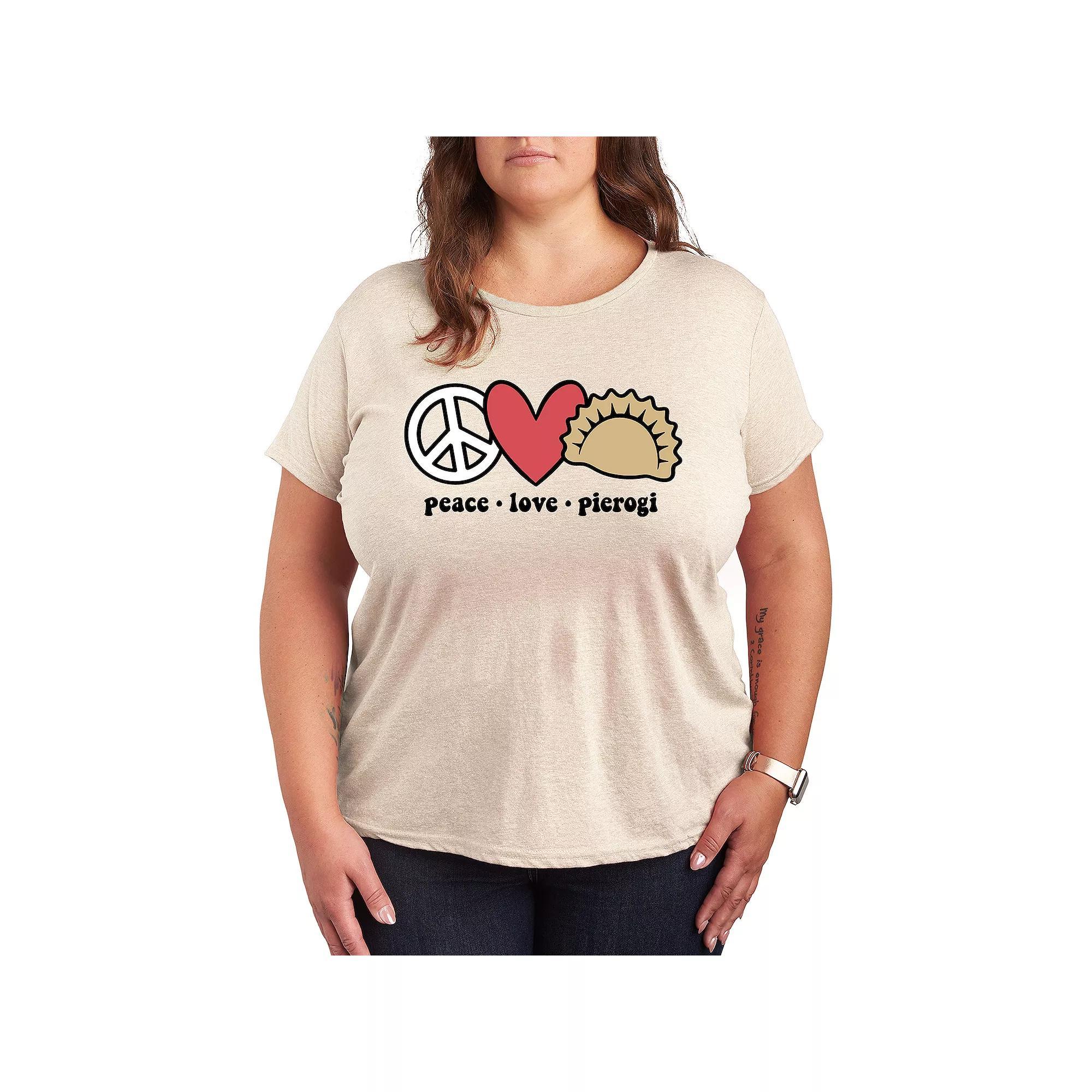 Plus Peace Love Pierogi Graphic Tee, Womens Brown Product Image