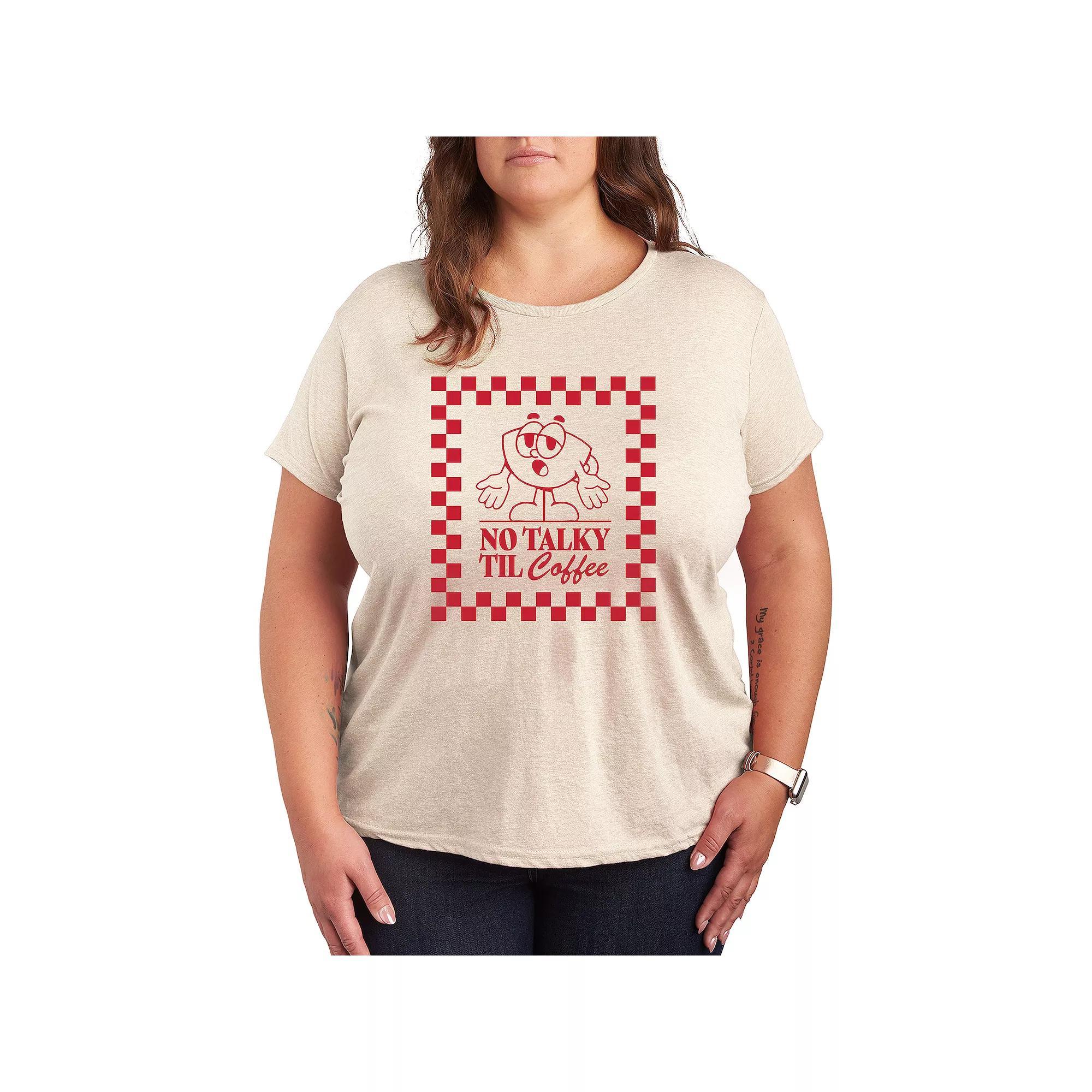 Plus No Talky Til Coffee Graphic Tee, Women's, Size: 1XL, Beige Product Image
