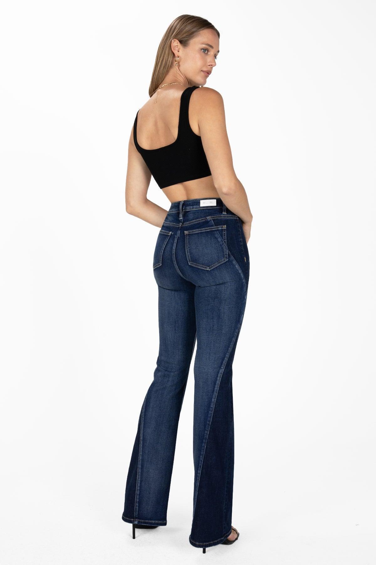 Contrasting Inserts Slim Flare Jeans Product Image
