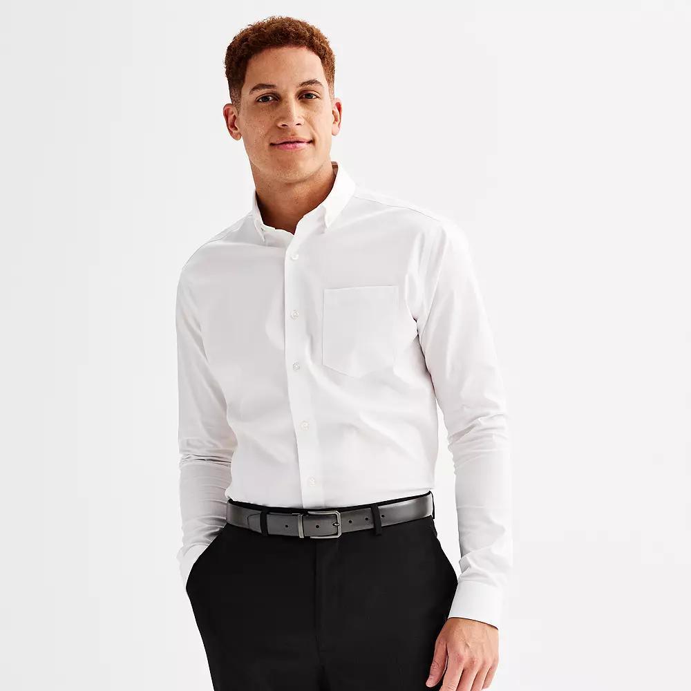 Men's Apt. 9® Wrinkle Free Regular-Fit Button Down Collar Dress Shirt, Size: Large-36/37, Black Luxe Product Image