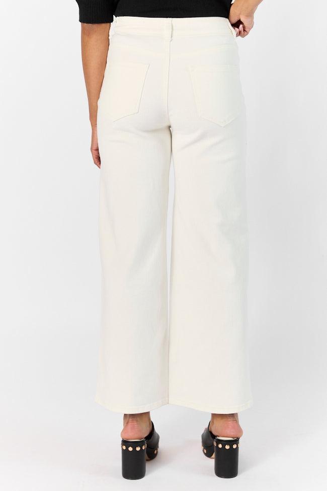 Sutton White Wide Leg Patch Pocket Jeans SALE Product Image