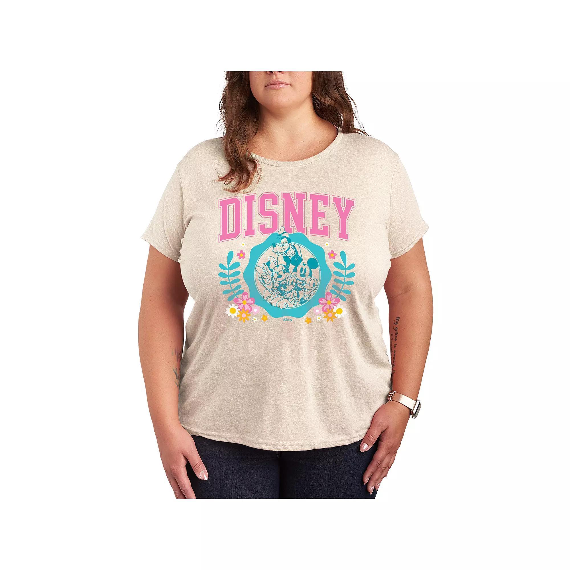 Disneys Mickey & Minnie Mouse Plus Size Spring Collegiate Graphic Tee, Womens Product Image