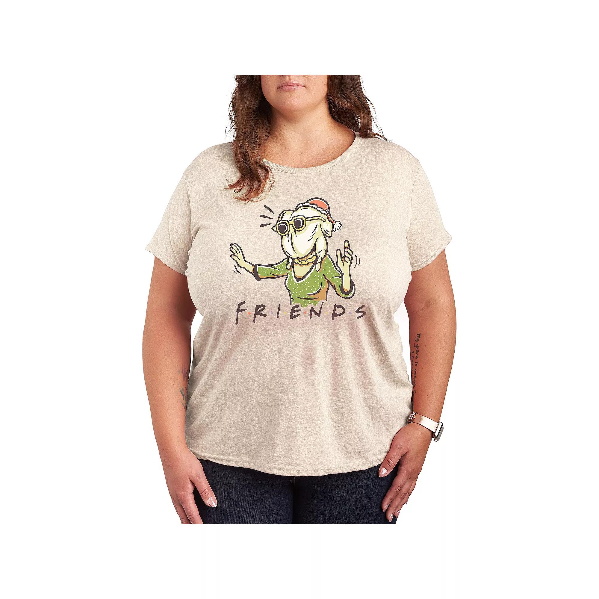 Plus Peanuts Snoopy & Charlie Brown Dancing Graphic Tee, Womens Grey Red Product Image