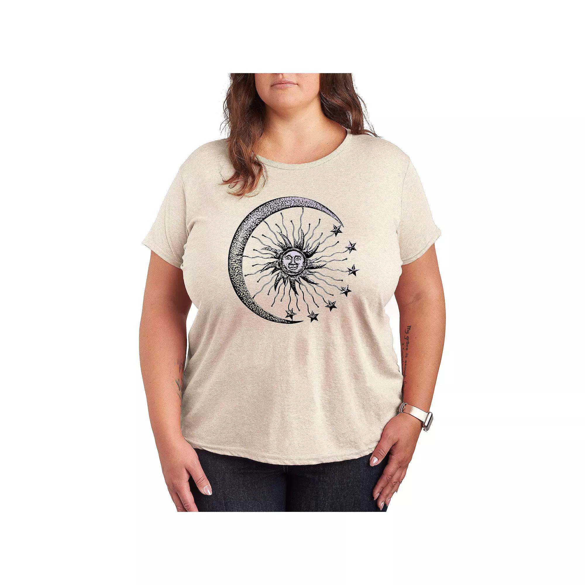 Plus Celestial Crescent Moon Graphic Tee, Womens Product Image