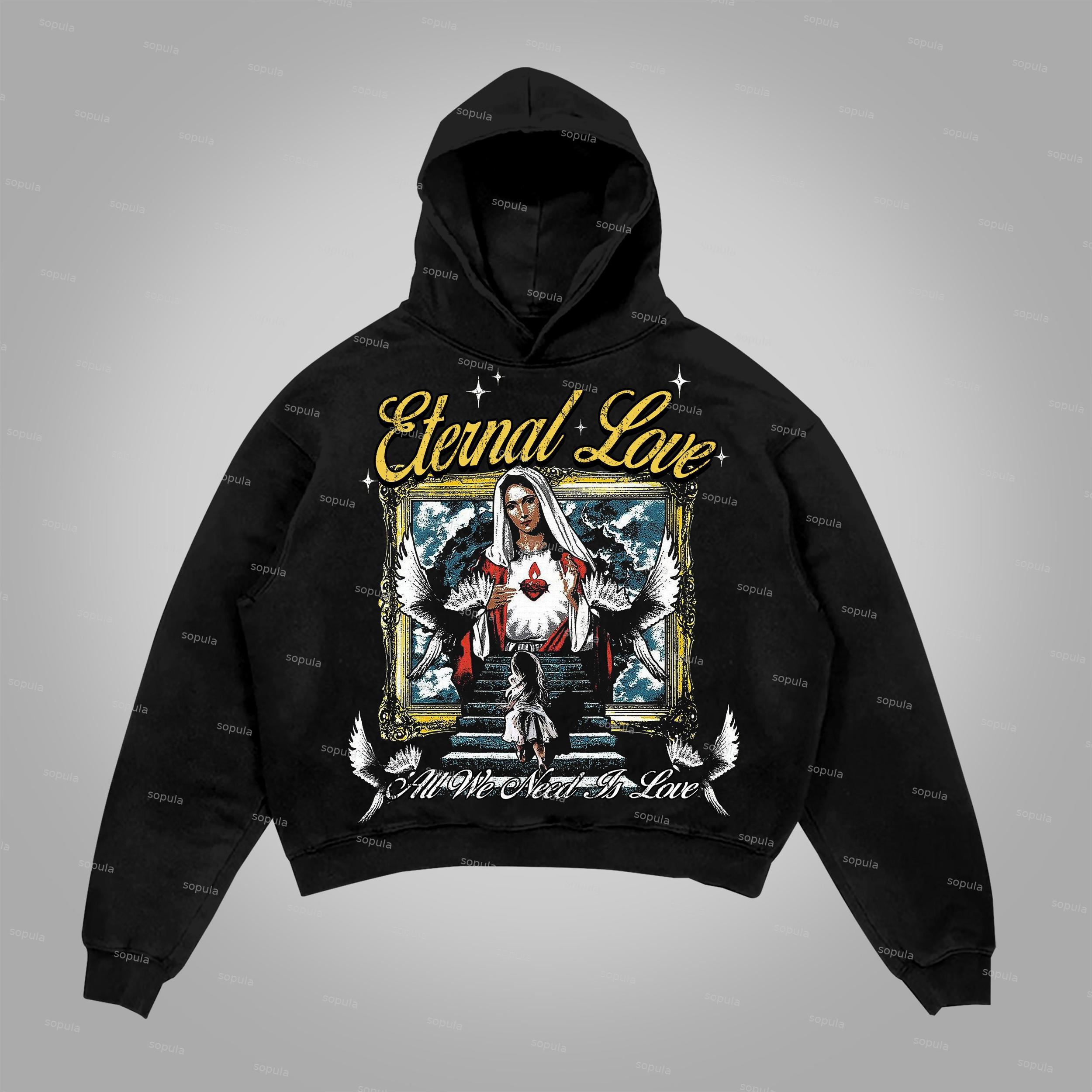 Sopula Jesus Retro Fade Portrait Graphic Hoodie Product Image